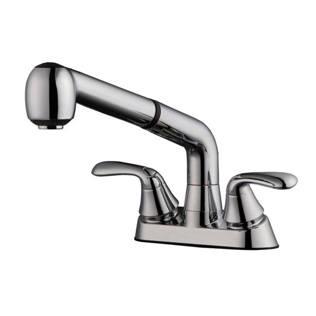 Robinet de Lessive Traditionnel à Deux Poignées en Chrome Coulissant