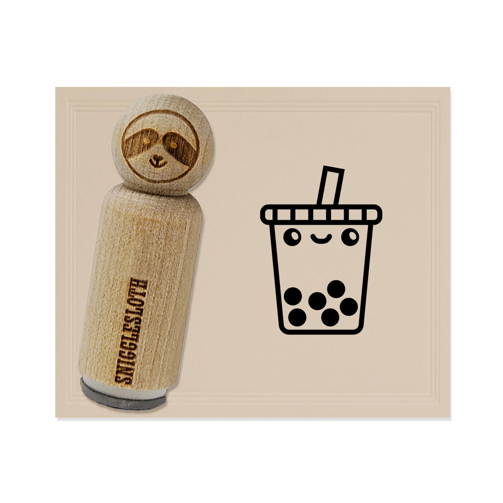 Bubble Drink Mini Wood 16mm 20mm 25mm Stamps Bubble Tea Rubber Stamp S1643