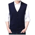 thumbnail image 2 of Men's Autumn Winter Buttoned V-Neck Wool Blend Sweater Vest Collarless Sleeveless Pullover, 2 of 6