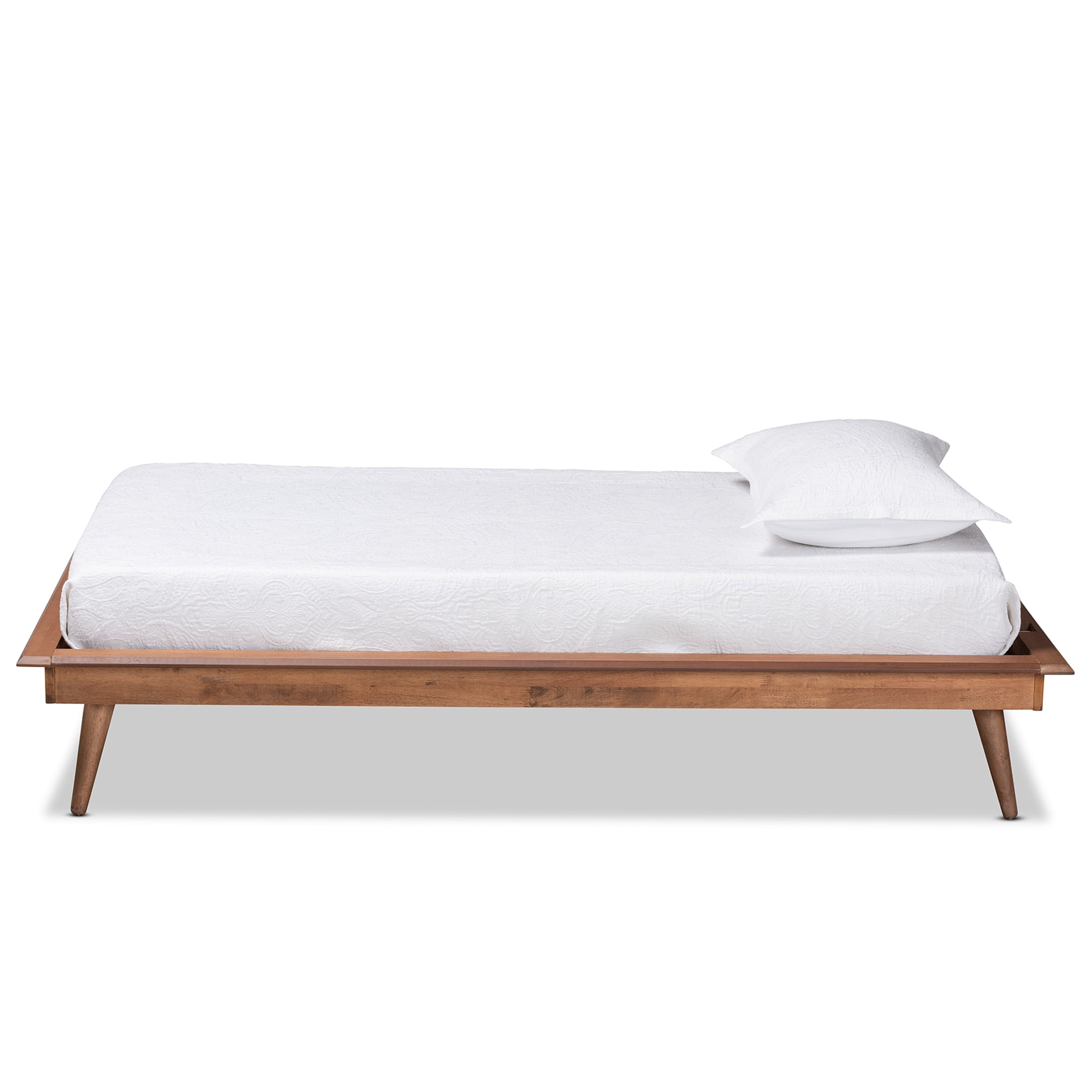 Baxton Studio Karine Wood Platform Bed Frame, Twin, Ash Walnut