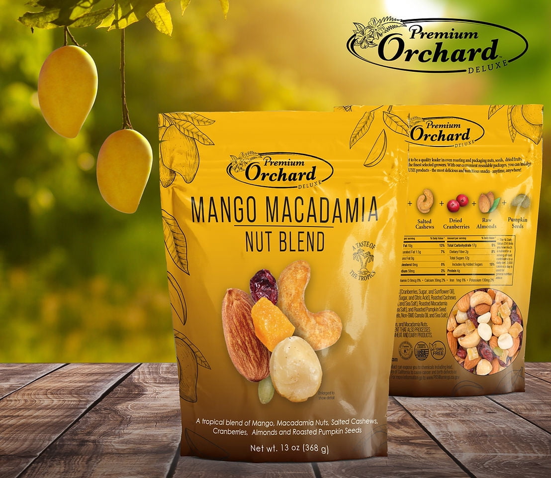 Premium Orchard Deluxe Mango Mania Macadamia Nut Blend Dry-Roasted with Sea Salt, 27 ounce (765g)