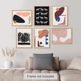 thumbnail image 3 of PixonSign Adhesive Canvas Print Wall Art Set - Mid-Century Geometric Horses Black Plant & Humanities Pattern Poster - Set of 6 Abstract Artwork Minimalism Cultural Art Wall Décor - 12"x16"x6, 3 of 5
