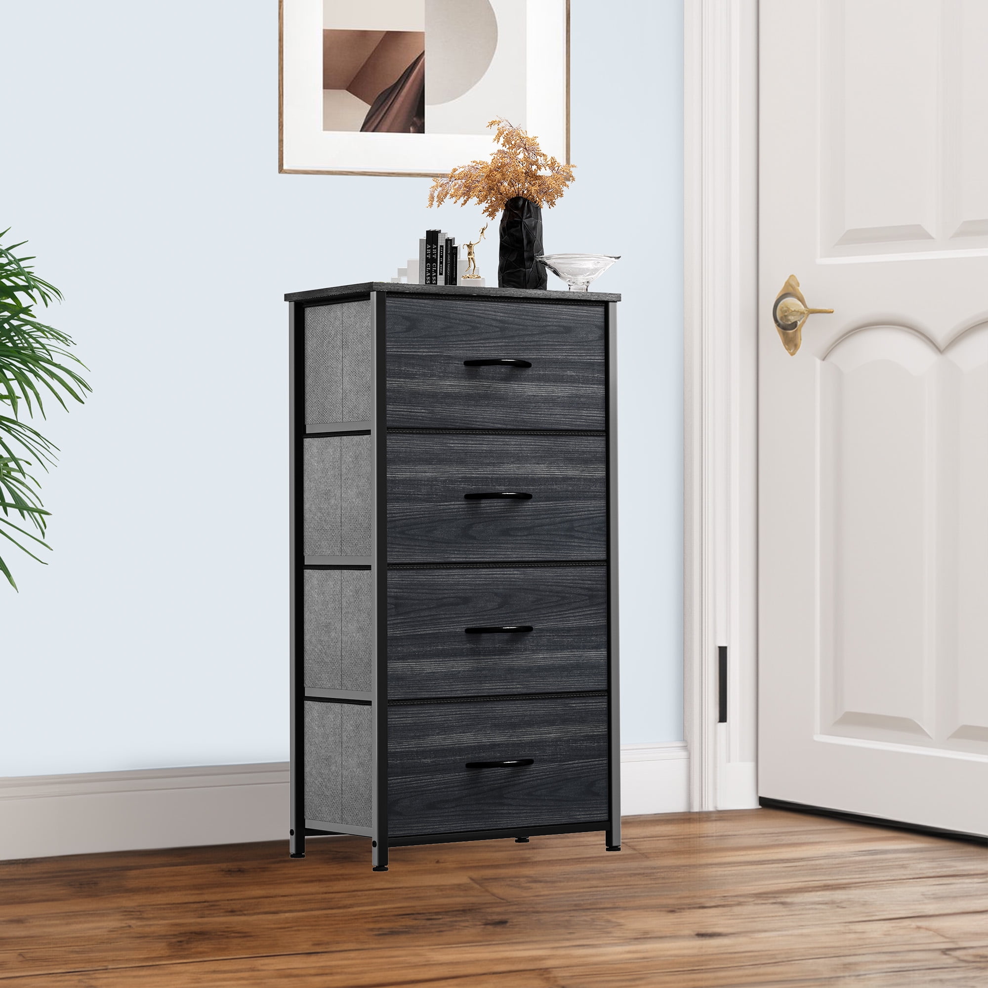 Uforic 4-Drawer Dresser, Organizer Unit for Adult for Bedroom, Living Room, Charcoal Black