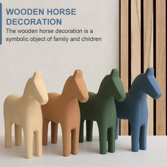 Horse Wooden Decor Dala Scandinavian Statue Figurine Horses Animal Unfinished Sculpture Figure Rocking Mini Craft