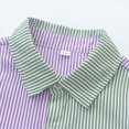 thumbnail image 5 of Qabnzmfo Toddlers Boys Girls Button Down Shirt Color Block Long Sleeve Striped Shirts with Chest Pocket Casual Play Vacation Boys Clothes,Sizes 18M-7 Years, 5 of 8