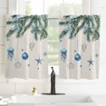 thumbnail image 3 of Beige Christmas Coastal Kitchen Curtains 63 in Long, Xmas Shell Starfish Pine Snow Rod Pocket Window Curtains Panels for Bedroom/Bathroom/Nursery, Light Filtering Treatment Curtains Drapes 52"x63", 3 of 5