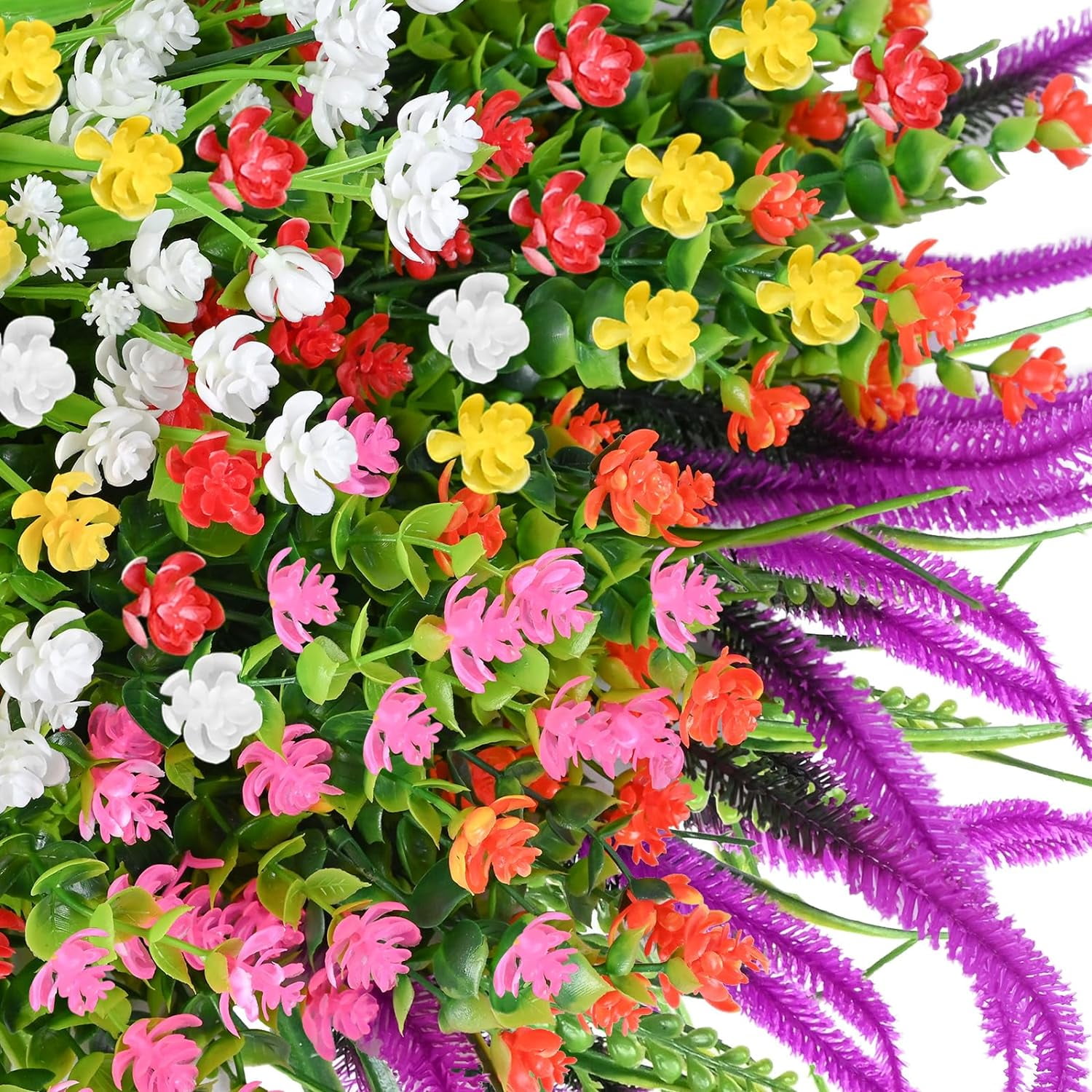 Artificial Plants Outdoor, 20PCS Artificial Flowers, UV Resistant Fake Flowers, Faux Flowers for Outdoor Planters for Front Porch Pot Decor