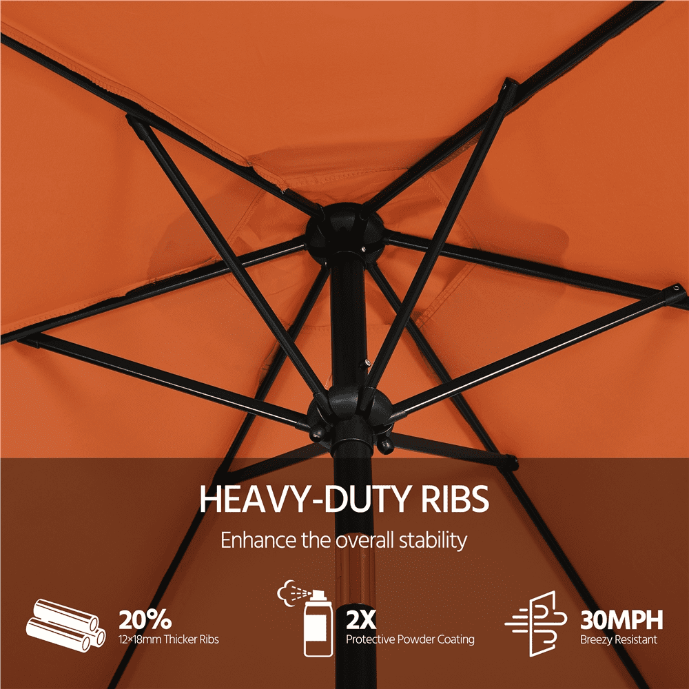 Renwick 9 Ft Outdoor Patio Umbrella with Push Button Tilt and Crank, Orange