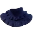 thumbnail image 2 of Naierhg Winter Scarf Autumn Winter Women Fake Collar Ruffles Turtleneck Double Layered Solid Color Coldproof Knitting False Collar Wrap Scarf for Daily Wear Navy Blue, 2 of 7