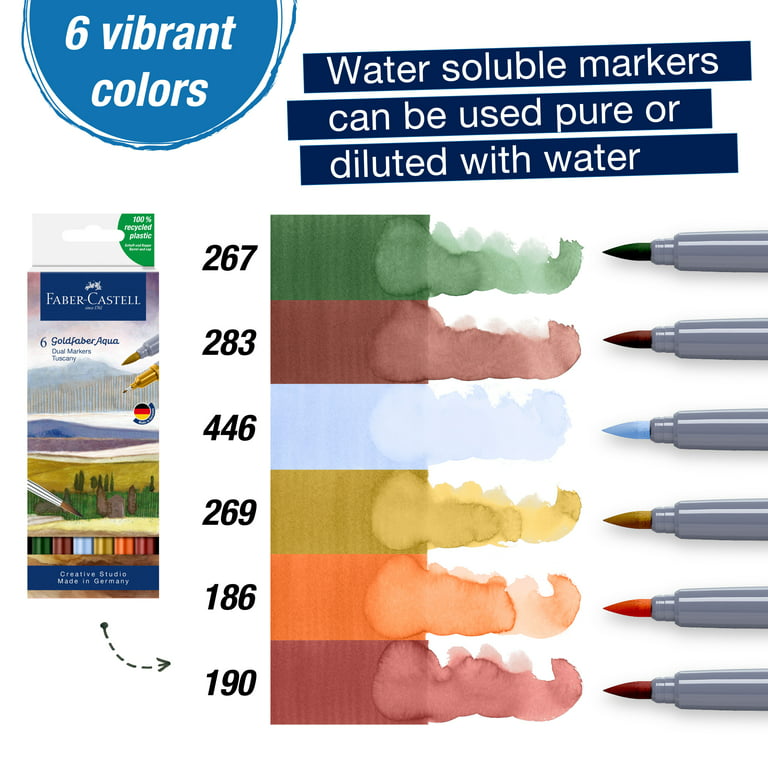 Faber-Castell Goldfaber Aqua Dual Markers Tuscany- 6 Count Doubled