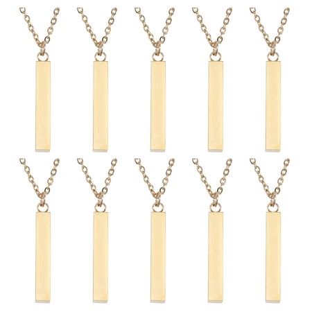 1Box 10Pcs Brass Coated Iron Pendant Necklace Cuboid Golden 20.28 inch(51.5cm)