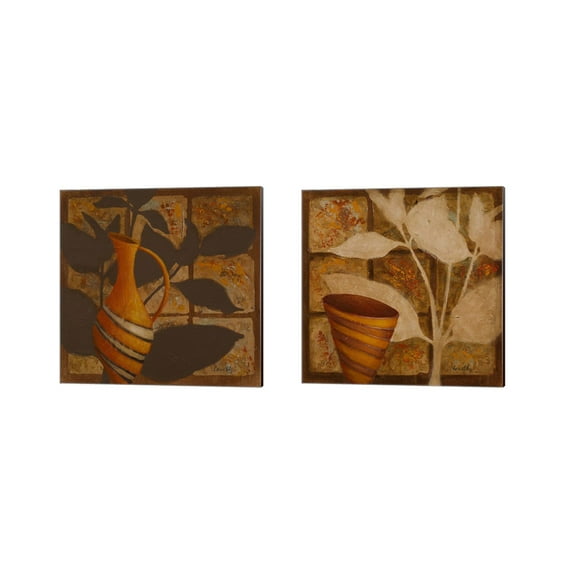 Great Art Now Little Striped Vase by Lanie Loreth 2 Piece Canvas Art Set Each 14"W x 14"H