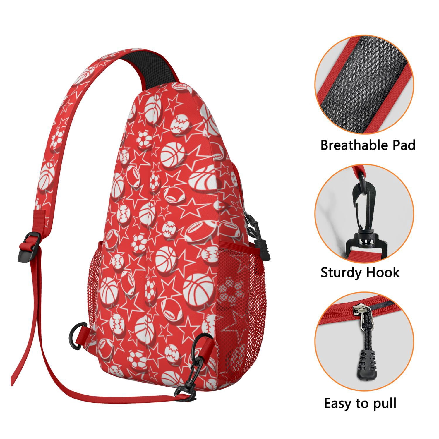 Travel-Ready Crossbody Bag Lightweight Shoulder Backpack with Baseball Print, Anti-Theft Pocket Versatile for Sports, Commuting