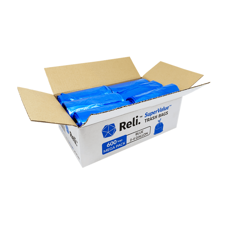 Reli. SuperValue 2-4 Gallon Recycling Bags (300 Count Bulk) Blue Trash Bags