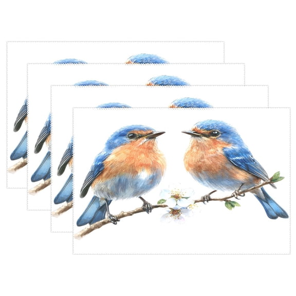 Ryvnso Placemats Set of 4 Birds Dining Mats Heat-Resistant Non-Slip Washable Table Mat