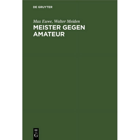 Meister Gegen Amateur, (Hardcover)