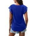 thumbnail image 4 of Ladies Summer T Shirt Fashion Solid Color Round Neck Ruffle Short Sleeve T Shirt Short Sleeve Tee Shirt Women, 4 of 4