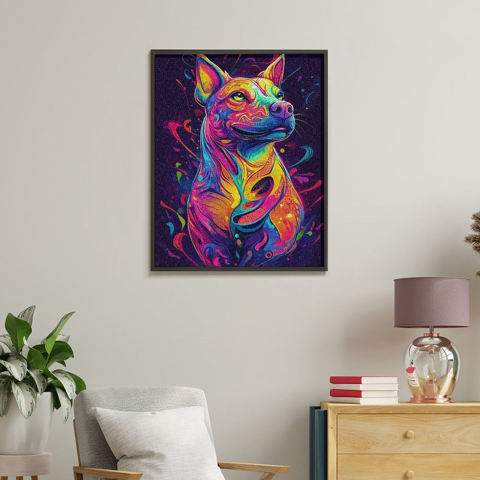 Paint By Numbers Kit for Adults Beginner - DIY Colorful Abstract Dog Art Canvas Painting Kits for Adults, Frameless Paint By Number for Adults for Home Wall Decor 16x20 Inch
