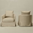 thumbnail image 6 of Sand Polyester Upholstered Swivel Barrel Armchair Set of 2 with Removable Washable Slipcover for Living Room, Bedroom, Feather Blend Cushion, Solid Wood Frame, Pillow Back Fully Assembled, 6 of 14