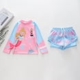 thumbnail image 3 of Bellafa Toddler Girls Rash Guard Bathing Suit Mermaid Long Sleeve Two Piece Swimsuit with Shorts UPF 50+ 3-9 Years Summer Beachwear, 3 of 7