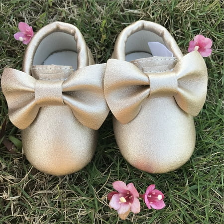 

Toyella Bow Tie Moccasin Baby Shoes Soft Bottom Spring And Autumn Bow Tie Baby Shoes Indoor Walking Shoes 8 12