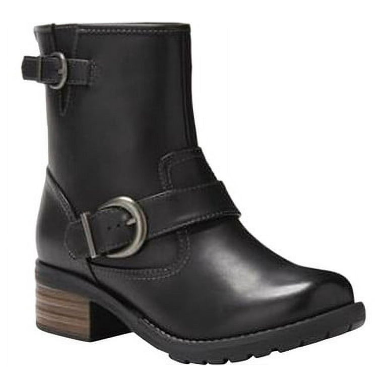 EASTLAND Womens Black Cushioned Buckle Accent Ada Round Toe Block Heel Zip Up Combat Boots 9.5 M Walmart