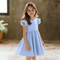 thumbnail image 2 of FAIWAD Girls Summer Dress Flutter Sleeve Ruffle Crewneck A-Line Dress Casual Cute Flowy Beach Sundress, 2 of 9