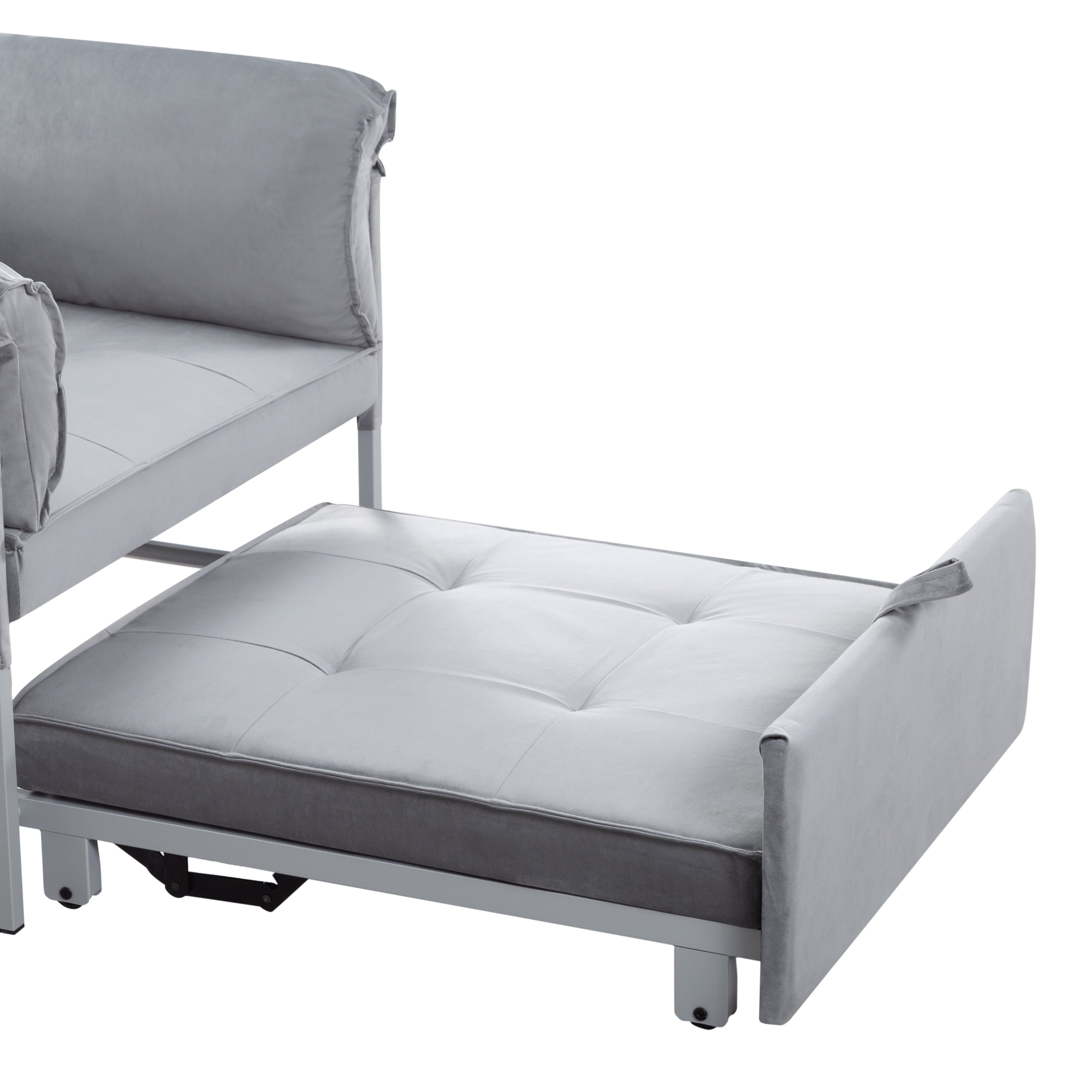 Gewnee 34.3 Inch Convertible Pull-Out Sleeper Chair,Foldable Sofa Bed with Pillow,3-Position Reclining Back,Small Space Loveseat for Living Room,Office,Guest Room.Velvet Grey