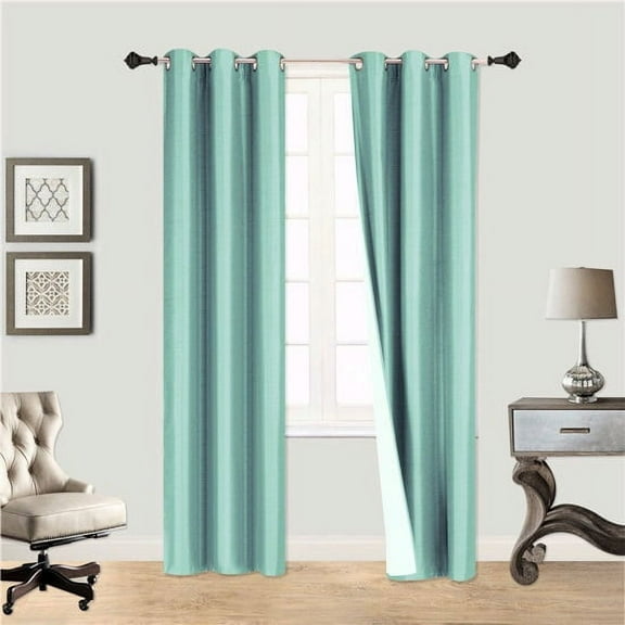 2-Piece Er2 Teal Printed Lined Blackout Grommet Window Curtain Treatment, Set Of Two (2) Floral Pattern Room Darkening Panels 37" Wide X 84" Length (Each)