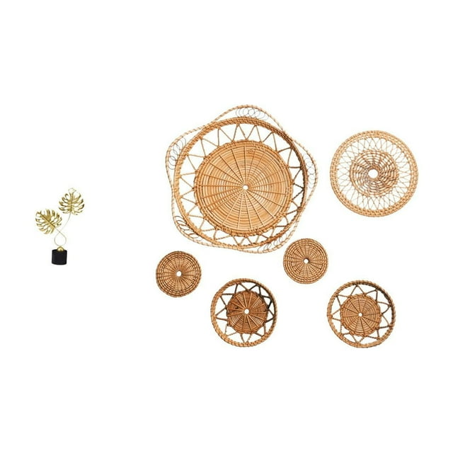 Figura decorativa de hoja de hierro, ideal para escritorio, armario, chimenea o como regalo de inauguración. Combinada con un exclusivo tapiz de ratán