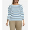 thumbnail image 2 of Lands' End 3/4 Sleeve Boat Neck Pima Cotton Tee. Blue. Size Medium, 2 of 3