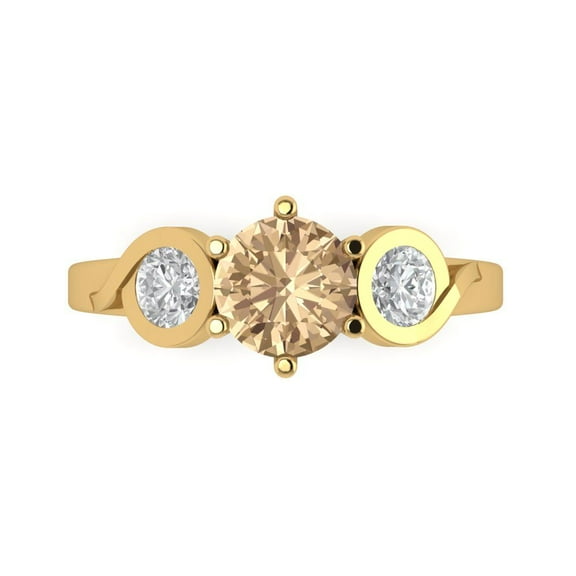 1.72 ctw 3 Stone Anniversary Ring for Women | Round Cut Yellow Moissanite | Hyperallergenic Solid 18K Yellow Gold