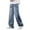 Blue, variant on Luwomo Mens Jeans Retro Wide Leg High Waist Micro Stretch Drawstring Design Long Trousers Relaxed Fit Denim Pants Black,L