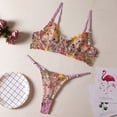thumbnail image 2 of Conjunto de lencería sexy con sujetador de una sola capa con diseño floral pequeño y tanga con aro de acero, 2 of 5