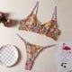 thumbnail image 5 of Conjunto de lencería sexy con sujetador de una sola capa con diseño floral pequeño y tanga con aro de acero, 5 of 5