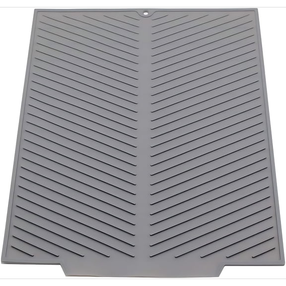 Silicone Dish Draining Mat, Eco Friendly Dish Drying Mat Kitchen Counter Anti-Skid and Heat Insulation Pad, Sink Drainer Mat with Dense Drainage Grooves (L (20"×16"))