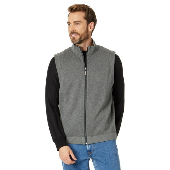 Tommy Bahama Men's Flip Coast Full Zip Vest, Coal Heather, Large