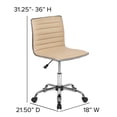 thumbnail image 4 of Flash Furniture Low Back Designer Armless Tan Ribbed Swivel Task Office Chair, 4 of 5