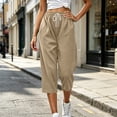 thumbnail image 2 of UKHCCC Women's Loose Fit Waffle Knit Capri Pants with Pockets Elastic Waist Drawstring Casual Summer Lounge Joggers Soft Cotton S-2XL, 2 of 9