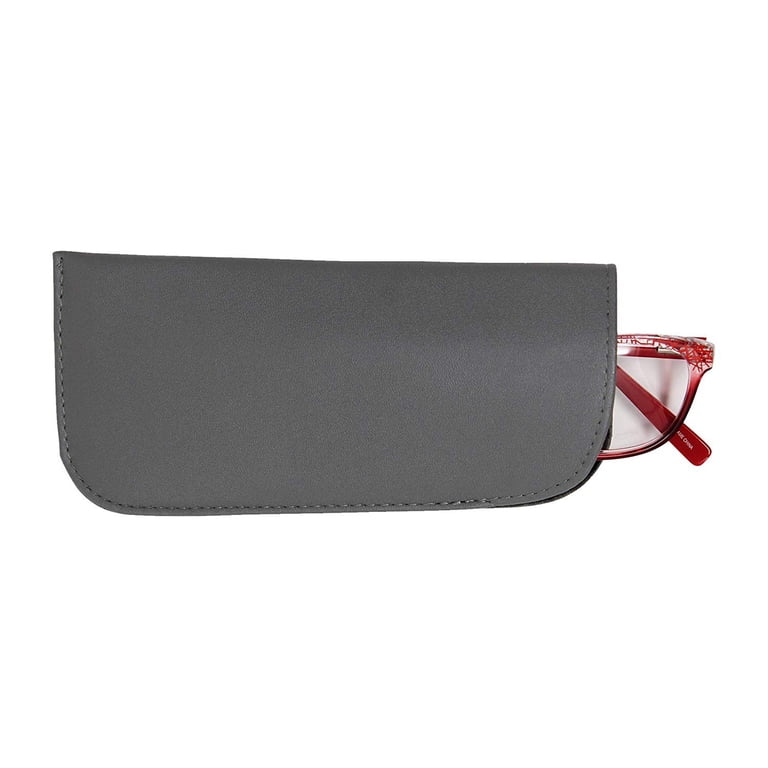 2 Pack Slip In Eyeglass Case Soft Faux Leather Fits Small to  display picture 2