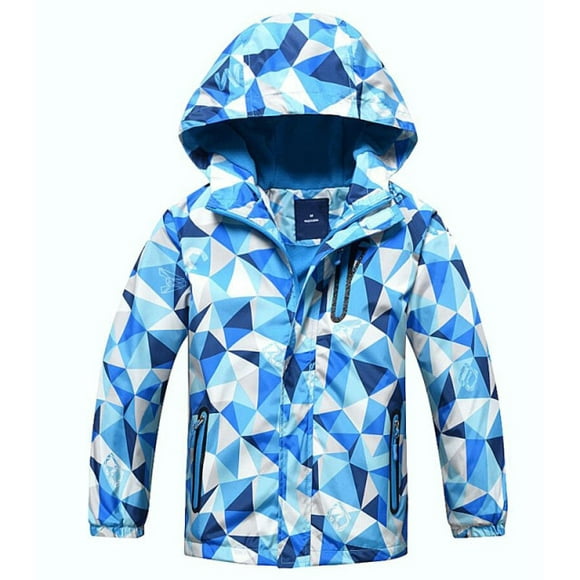 AAMILIFE Boys Waterproof Fleece Lined Jacket Color Block Windbreaker Hooded Coat