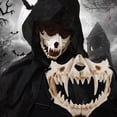 thumbnail image 2 of Máscara de media cara con dientes largos para disfraz de Halloween, Cosplay de Demon Samurai, esqueleto, Lobo, dragón, Tigre, Houjuu Nue, 2 of 4