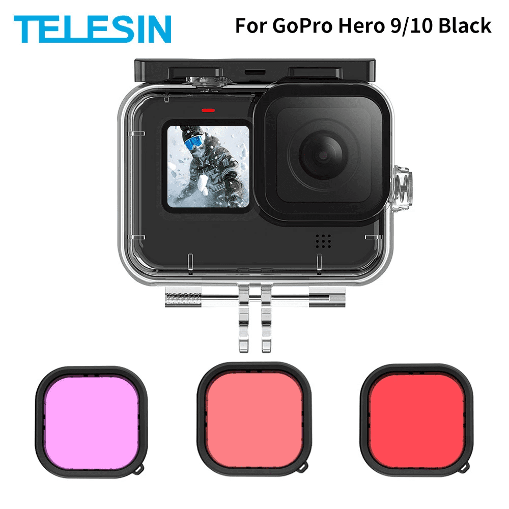 satelliet beloning Zenuwinzinking TELESIN 45M Waterproof Case for GoPro Hero 9 10 with Lens Filter Action  Camera Accessories - Walmart.com