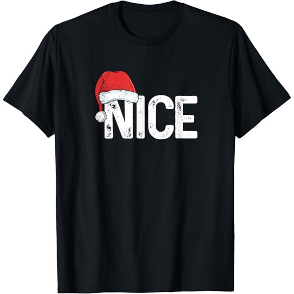 Naughty or Nice Shirt Matching Christmas Couples Costume Tee T-Shirt