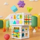 thumbnail image 5 of Juguetes de clasificación de formas de bebé, juguetes educativos Montessori para niños, juguetes de cubos sensoriales coloridos con bandas elásticas para habilidades motoras finas, 5 of 6