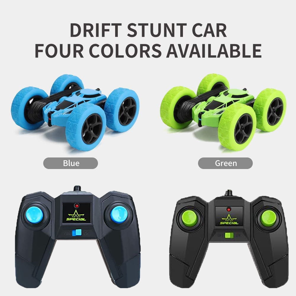 Blue*Green LED Remote Control Car for Kids - RC Car Double Sided Fast Off-Road Stunt RC Toy Car