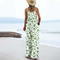 thumbnail image 4 of DUMUIELD Womens Jumpsuit St Patricks Day Clover Print Sleeveless Wide Leg Overalls Summer Baggy Rompers with Pockets, 4 of 6
