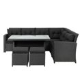 thumbnail image 1 of Patio Furniture 6-Piece Set Outdoor Sectional Sofa with Glass Table Ottomans for Pool Backyard Lawn Black/Gray[US-Depot] My Lux Decor Round, 1 of 8