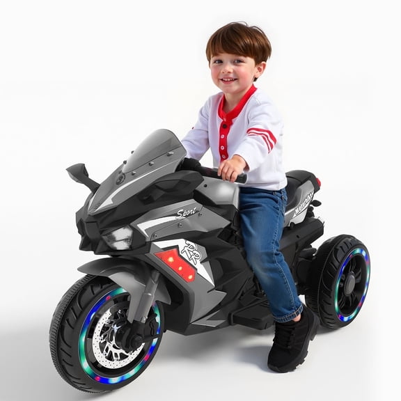 Zogymoz 12V Ride on Motorcycle for Kids, Ride on Toys for Gifts, Electric Motorbike with LED Tire and Bluetooth Music