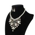 thumbnail image 1 of Conjunto de collar llamativo con cadena de perlas estilo cascada y cuentas de resina de cristal, pendientes de perlas y joyas de perlas, 1 of 3